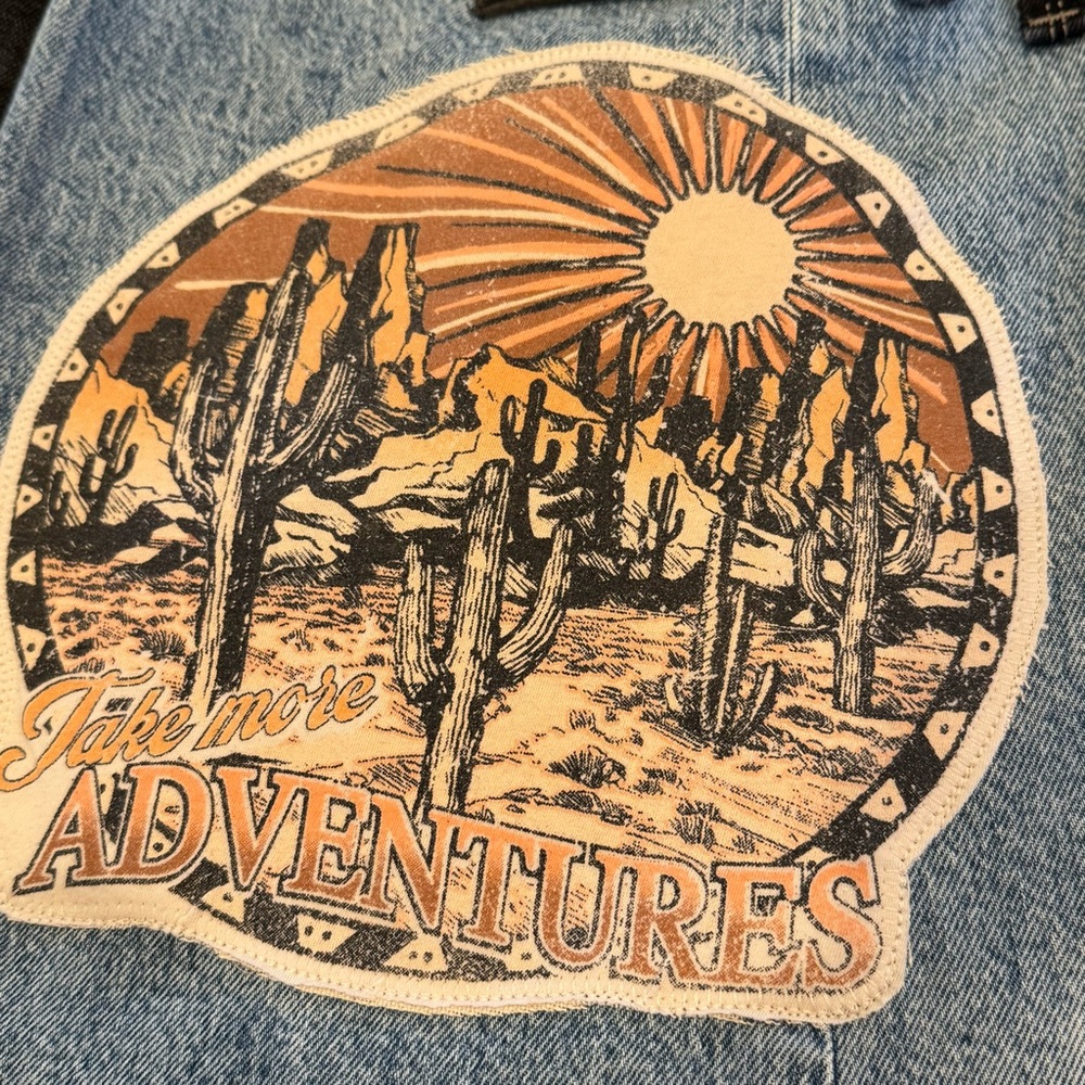 Upcycled Denim Tote Bag Diesel Jeans & Dessert Graphic - Picture 4 of 15